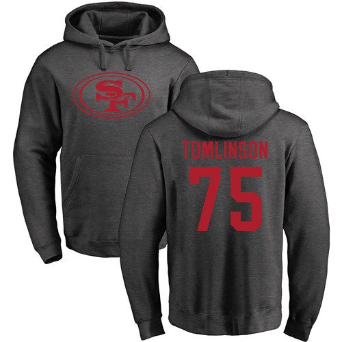 Men San Francisco 49ers Ash Laken Tomlinson One Color #75 Pullover NFL Hoodie Sweatshirts->nfl t-shirts->Sports Accessory
